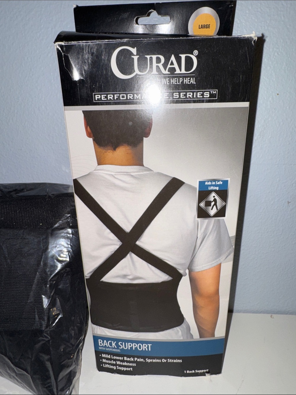 Curad Performance Series Back Support with Suspenders Large
